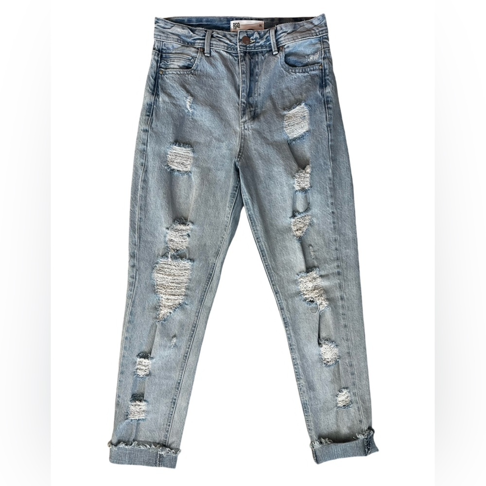 RSQ High-Waist Ripped Cuffed Jean Light-Wash Blue Women’s Size 25.
